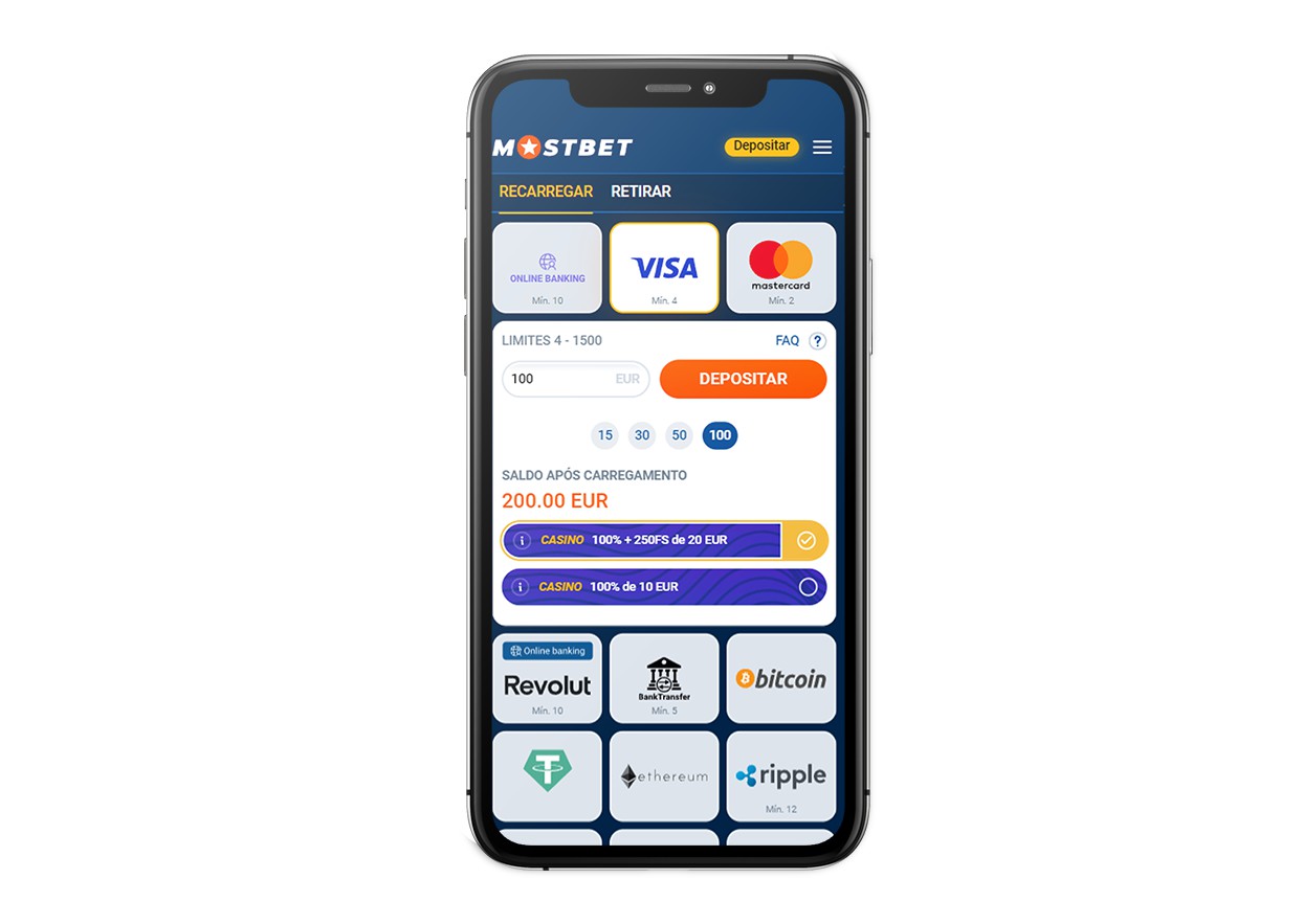 mostbet app screenshot deposit & registro